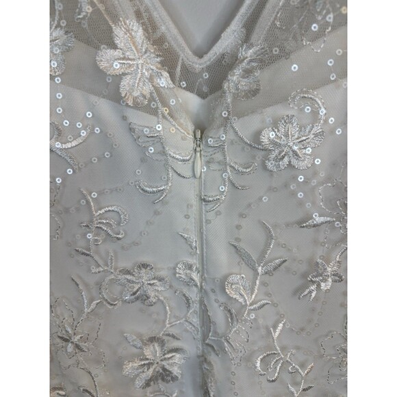 ADRIANNA PAPELL Ivory Floral Embroidered Sheath Dress Women 12 Overlay Cocktail - Picture 8 of 14